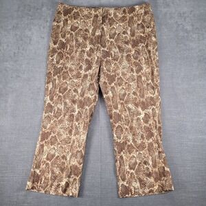 NY Khakis Y2K Snakeskin Print‎ Pants Stretch Career Casual Brown Beige Size 14